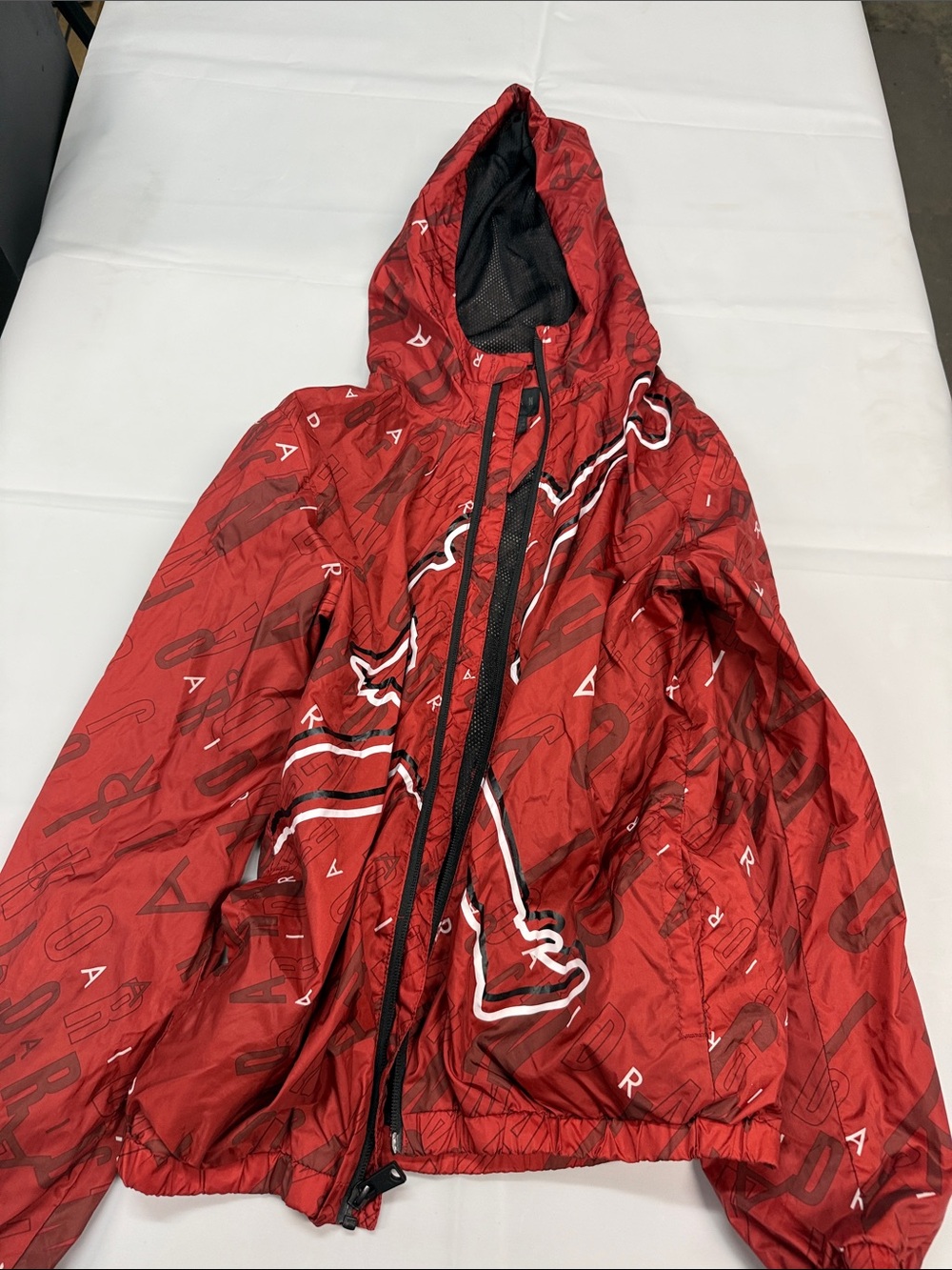Jordan Red Hooded Graphic Windbreaker Jacket for Kids